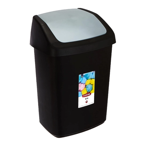 Bild von Curver Swing Abfalleimer mit Schwingdeckel 15 L in Schwarz/Grau