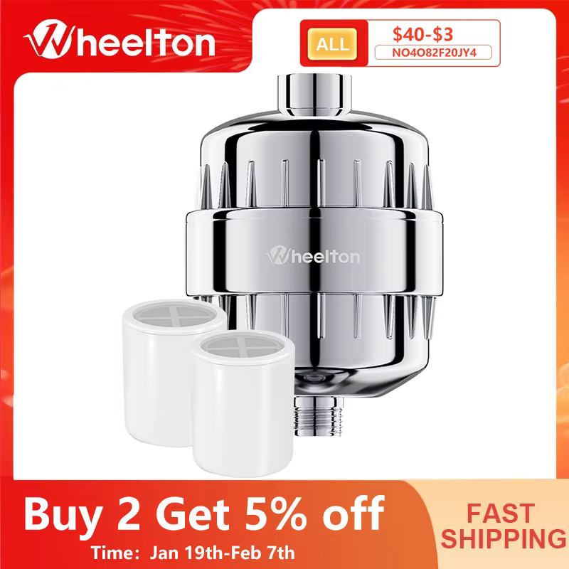 Bild von Wheelton Wasserfilter-Reiniger KDF+Kalzium-Sulfit-Dusche, Badeenthärter, Chlorentfernung,
