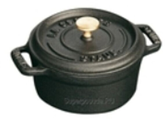 Bild von STAUB Mini Cocotte, rund mit Deckel 10 cm, 0,25 L, induktionsgeeignet, mit mattSchwarzer Emaillierung im Inneren des Topfes, für alle Herdarten inkl. Induktion & Backofen, Schwarz