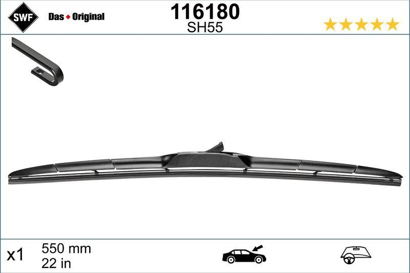 Bild von SWF Hybrid 116180 Scheibenwischer Wischblatt, Wischerblätter, Heckscheibenwischer 550 Hybridwischblatt mit Spoiler für Linkslenker 22 MAZDA: CX-3