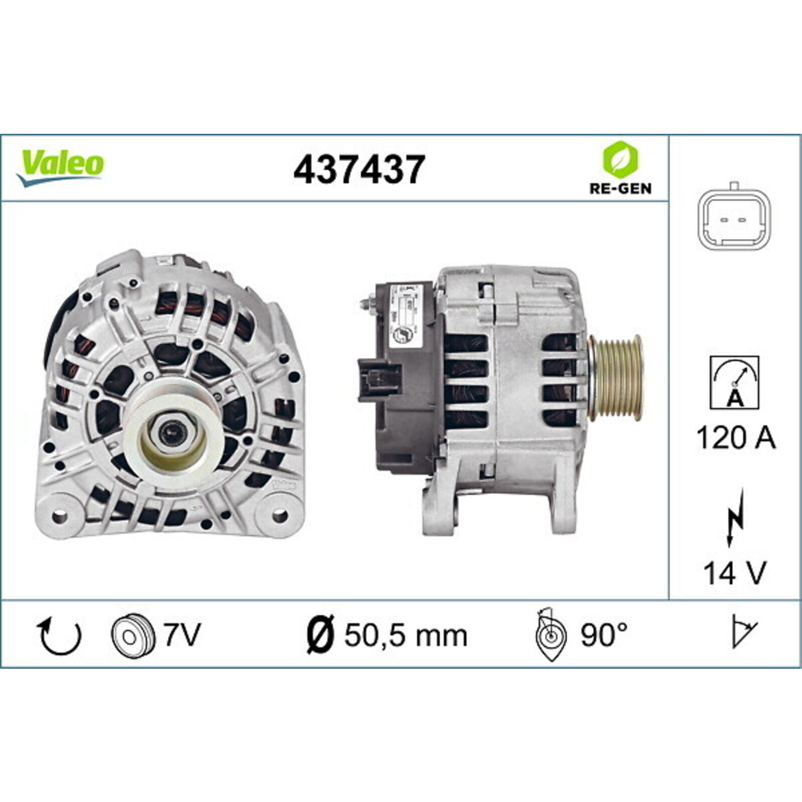 Bild von VALEO Generator REMANUFACTURED PREMIUM 14V 120A für RENAULT SUZUKI NISSAN 8200086162 23100-00Q0F 2310000Q0F 437437