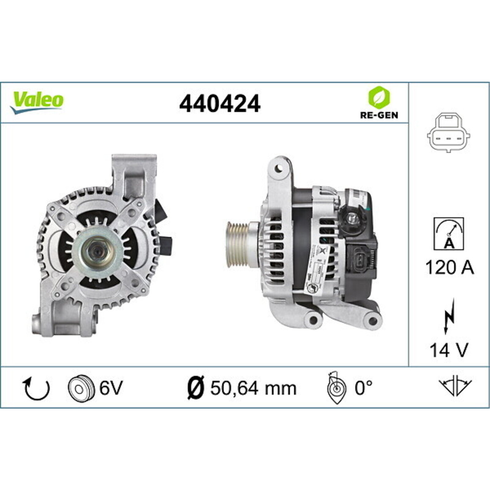 Bild von VALEO Generator REMANUFACTURED PREMIUM 14V 120A für FORD VOLVO 3M5T10300LD 3M5T10300LC 3M5T10300LB 440424