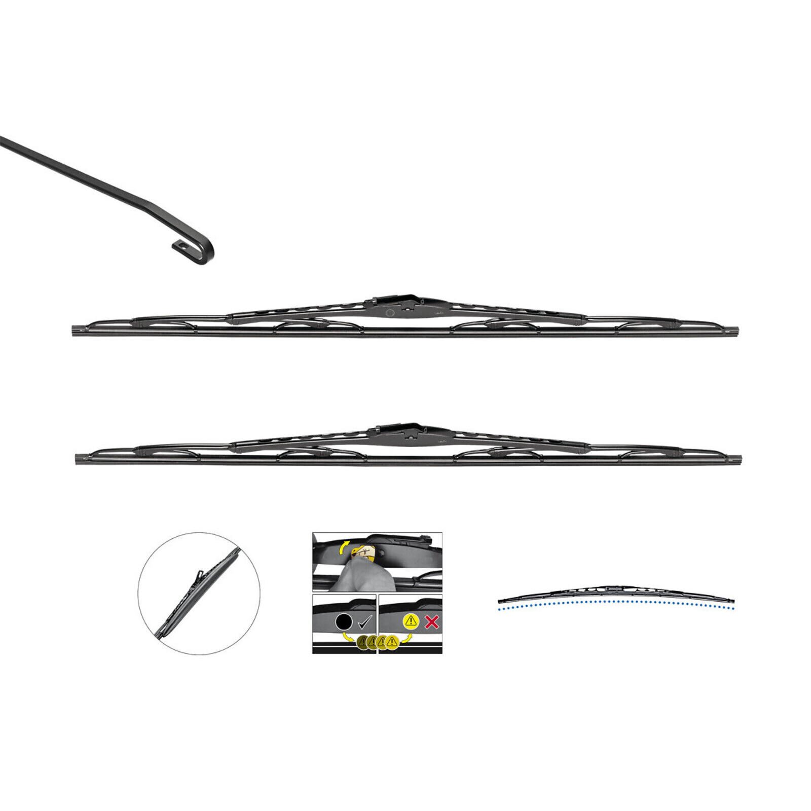 Bild von VALEO Silencio Wischer - VM220 - Set aus optimal aerodynamischen konventionellen Original Wischerblättern mit Spoiler - 525mm/475mm - Vorne - Set mit 2 Wischerblättern - 574290