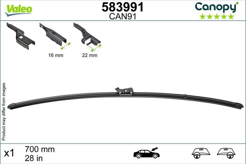 Bild von VALEO Canopy - CAN91 - Flachbalkenwischer Basierend Auf Natürlichen Und Recycelten Materialien - Länge: 700mm Vorne (Beinhaltet: 1 Scheibenwischer) - 583991