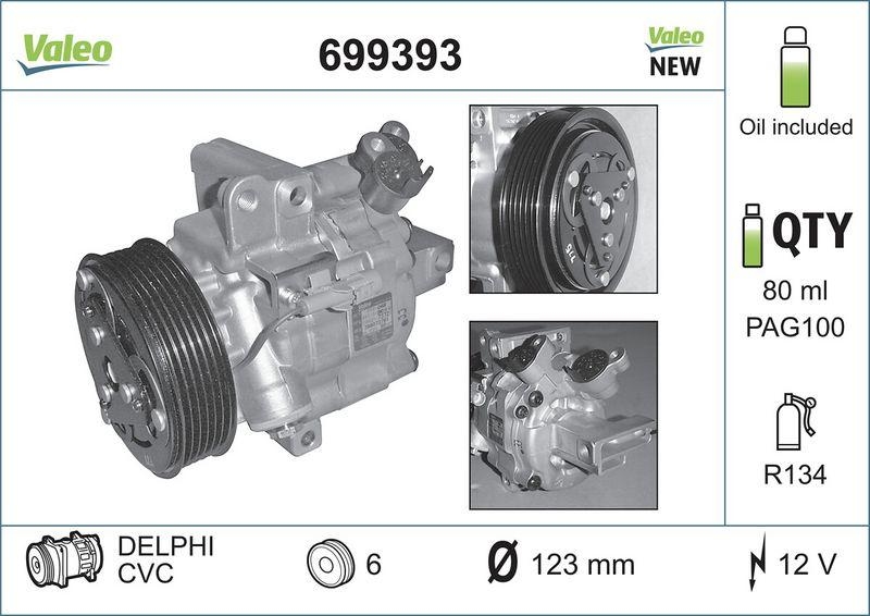 Bild von VALEO Kompressor, Klimaanlage NEW ORIGINAL PART 12V für PEUGEOT CITROËN TOYOTA 883100H010 88310-0H010 6453-RJ 699393
