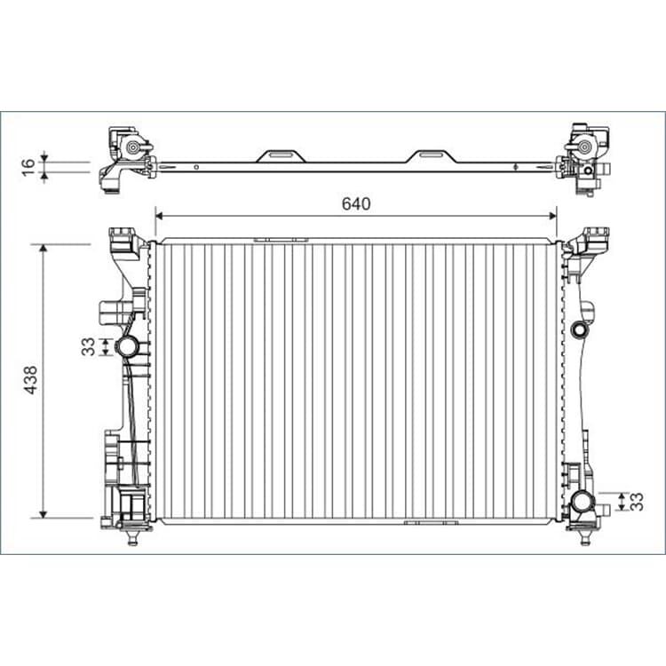 Bild von VALEO 701133 Kühler, Motorkühlung Aluminium 438 640 16 ohne Kühlmittelregler MERCEDES-BENZ: A-Klasse, CLA Coupe, GLA