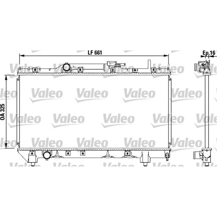 Bild von VALEO 731565 Kühler, Motorkühlung Kühler, Wasserkühler, Autokühler Aluminium 325 658 16 mit Kühlmittelregler Kühlrippen gelötet