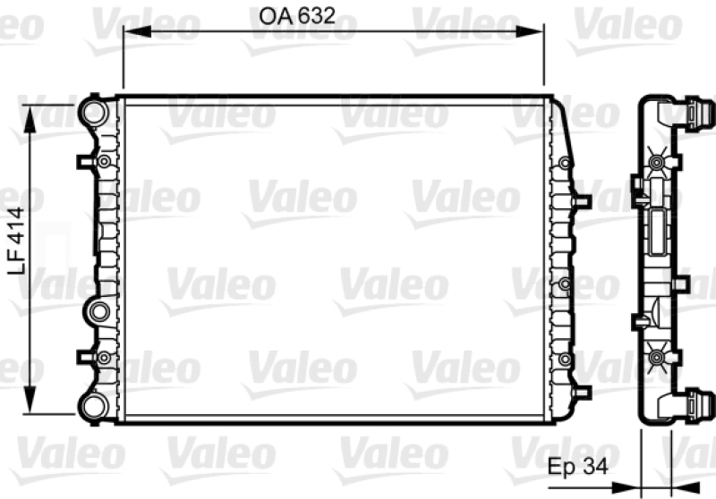 Bild von VALEO Kühler, Motorkühlung Kühlrippen mechanisch gefügt 732864 Kühler,Wasserkühler VW,SKODA,SEAT,POLO (9N_),Fox Schrägheck (5Z1, 5Z3, 5Z4)