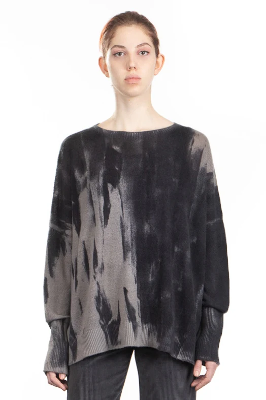 Bild von F Cashmere Damen Oversized Pullover sand anthrazit