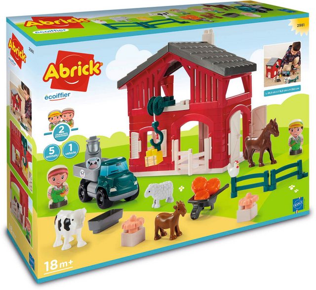 Bild von Ecoiffier Ecoiffier Bausteine Abrick Bauernhof 2 Figuren 5 Tiere 1 Auto 76000029 Spielbausteine