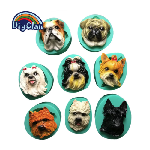 Bild von Welpen Hund Rasse Gesicht Silikon Kuchen Dekoration Form
