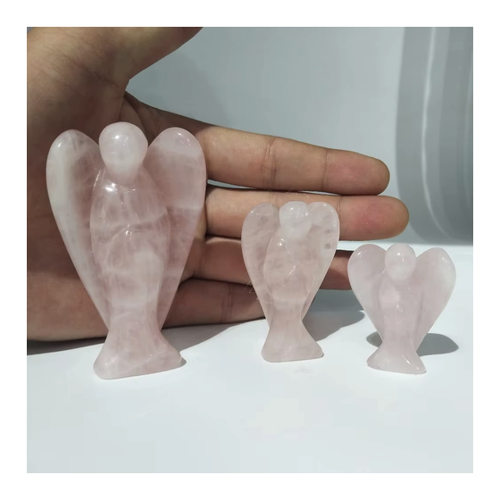 Bild von Natürliche Rosenquarz Rosa Kristall Carving Engel Figur Zimmer Dekor Hause Ornamente Edelstein Stein