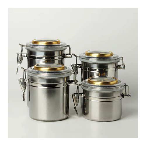 Bild von RU-MUXIANG Edelstahl Humidor Humiditer Jar für Zigarre, Tabak, Kaffee und Süßigkeiten