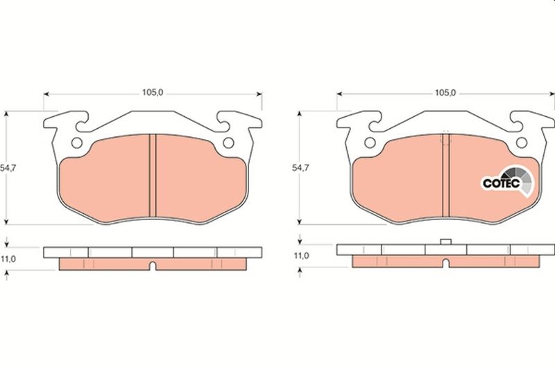 Bild von TRW COTEC GDB1305 Bremsbelagsatz Bremsbeläge, Bremsklötze, Bremssteine für Verschleißwarnanzeiger vorbereitet PEUGEOT: 106 II Hatchback