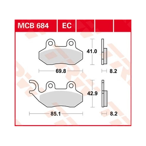 Bild von TRW Lucas Bremsbeläge organisch MCB684  69,8/85,1x41/42,9x8,2mm