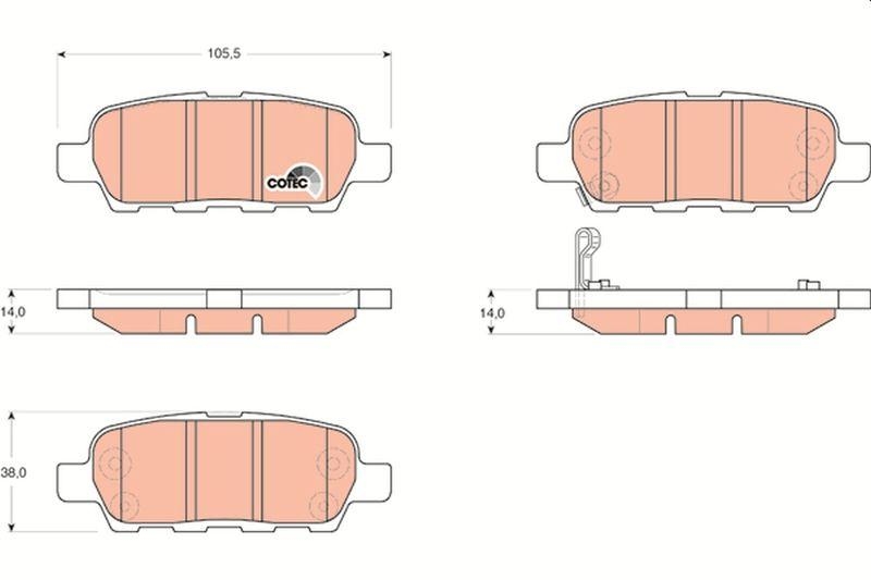 Bild von TRW COTEC GDB3294 Bremsbelagsatz Bremsbeläge, Bremsklötze, Bremssteine mit akustischer Verschleißwarnung NISSAN: Juke, Qashqai / Qashqai+2 I, X-Trail