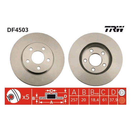 Bild von TRW DF4503 Bremsscheibe – Leistungsstarke Bremskraft für Ihr Fahrzeug