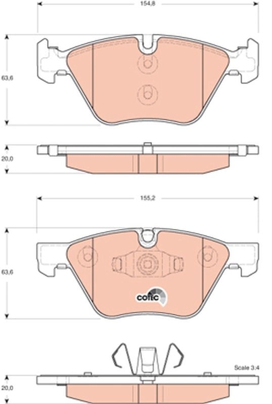 Bild von TRW COTEC GDB1662 Bremsbelagsatz Bremsbeläge, Bremsklötze, Bremssteine für Verschleißwarnanzeiger vorbereitet BMW: 1 Hatchback