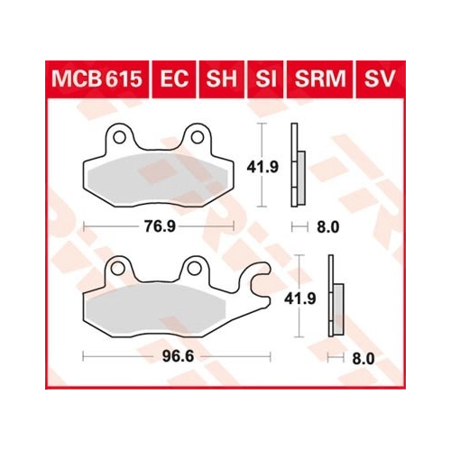 Bild von TRW Lucas Bremsbeläge Sintermetall Street MCB615SH 76,9/96,6x41,9x8mm