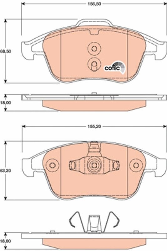 Bild von TRW COTEC GDB1808 Bremsbelagsatz Bremsbeläge, Bremsklötze, Bremssteine nicht für Verschleißwarnanzeiger vorbereitet RENAULT: Clio 4, SCENIC 3