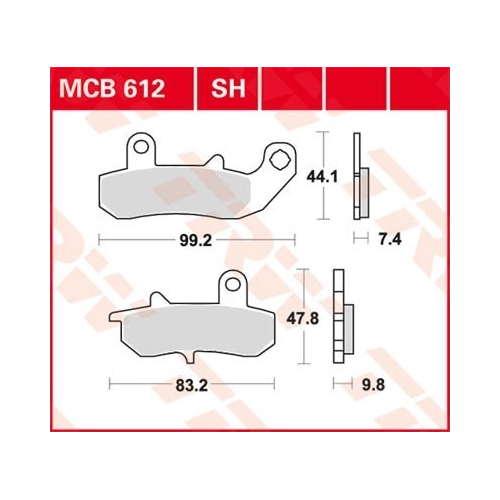 Bild von TRW Lucas Bremsbeläge organisch MCB612  99,2/83,2x44,1/47,8x7,4/9,8mm