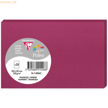 Bild von 10 x Clairefontaine Karte Pollen 82x128mm 210g VE=25 Stück himbeer
