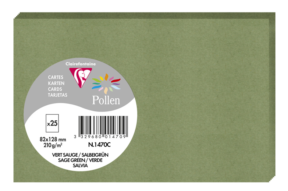 Bild von Pollen by Clairefontaine Briefkarte 82 x 128 mm, salbeigrün