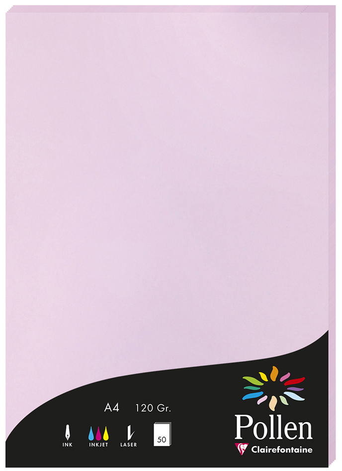 Bild von Clairefontaine 4252C Packung mit 50 Karten Pollen 120g, DIN A4, 21 x 29,7cm, Flieder