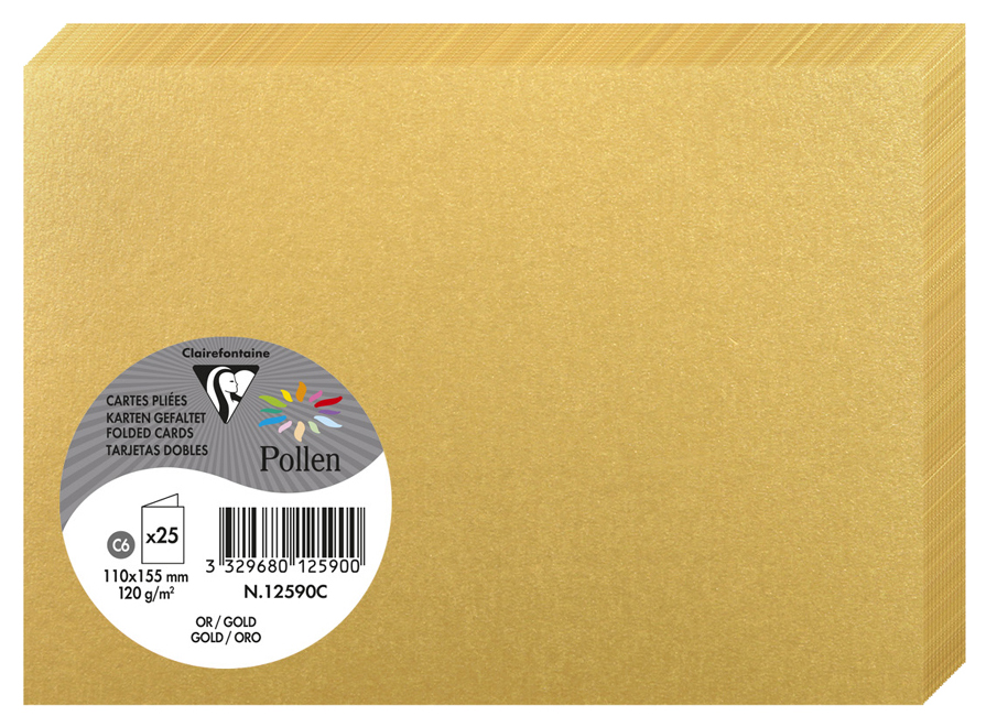 Bild von 10 x Clairefontaine Doppelkarte Pollen C6 210g VE=25 Stück gold