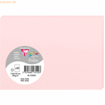 Bild von 10 x Clairefontaine Karte Pollen C6 210g VE=25 Stück rosa