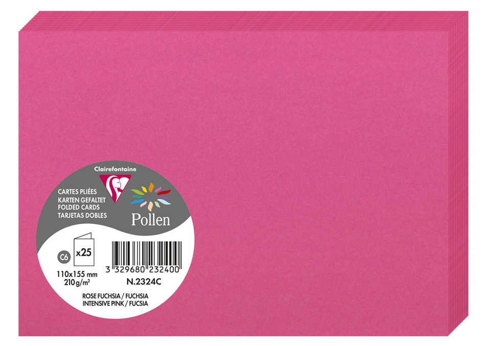 Bild von 10 x Clairefontaine Doppelkarte Pollen C6 210g VE=25 Stück fuchsia