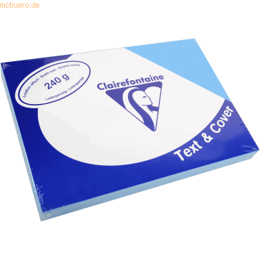 Bild von 5 x Clairefontaine Deckblätter A4 210x297mm 240g/qm lazurblau Leder VE