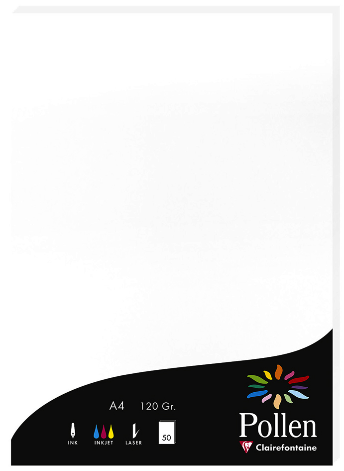 Bild von Clairefontaine 4239C Packung mit 50 Karten Pollen 120g, DIN A4, 21 x 29,7cm, Weiss