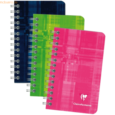Bild von 10 x Clairefontaine Spiralheft 7,5x12cm liniert 50 Blatt farbig sortie