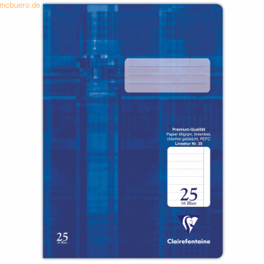 Bild von 25 x Clairefontaine Schulheft A4 32 Blatt Lineatur 25 liniert mit Rand