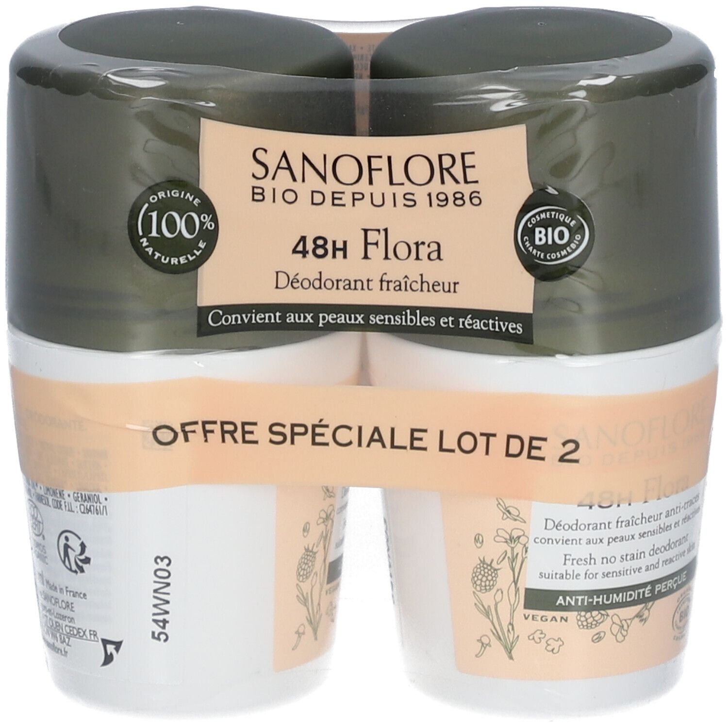 Bild von Sanoflore, Deo, 48H Flora Deodorant Duo Set (Roll-on, 100 ml)