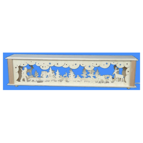 Bild von Schwibbogen-Fensterbank Schwibbogenerhöhung mit Jäger Waldtieren und Beleuchtung