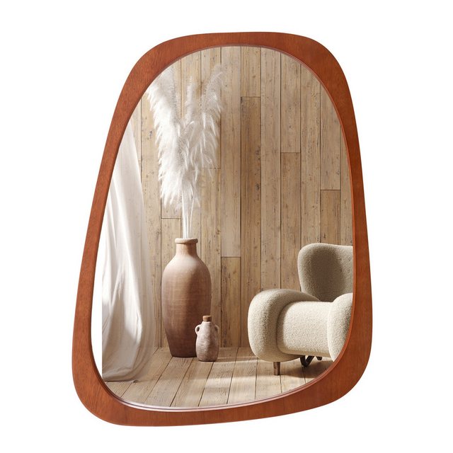Bild von Coast Assymetrischer Wandspiegel - Rustikaler Rahmen - Holzfarbe - MDF/Glas - 68 x 53,5 cm