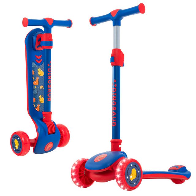 Bild von Coast Kids Scooter mit LED-Rädern - Zusammenklappbar - Hinterradbremse - Höhenverstellbar - 60 x 28 x 63-83 cm - Weiß