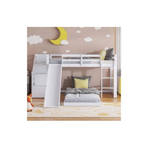 Bild von Furnishings Home Etagenbett 90x200cm mit Treppe und Rutsche