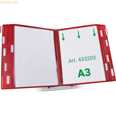 Bild von Tarifold Fächermappe Wandsichttafelsystem Pult A3 grau Metall mit 20 Sichttafeln A3 rot