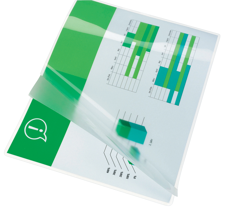 Bild von GBC Document Laminating Pouch - 200 Mikron - 100er-Pack - hochglänzend - A3 (297 x 420 mm) Taschen für Laminierung