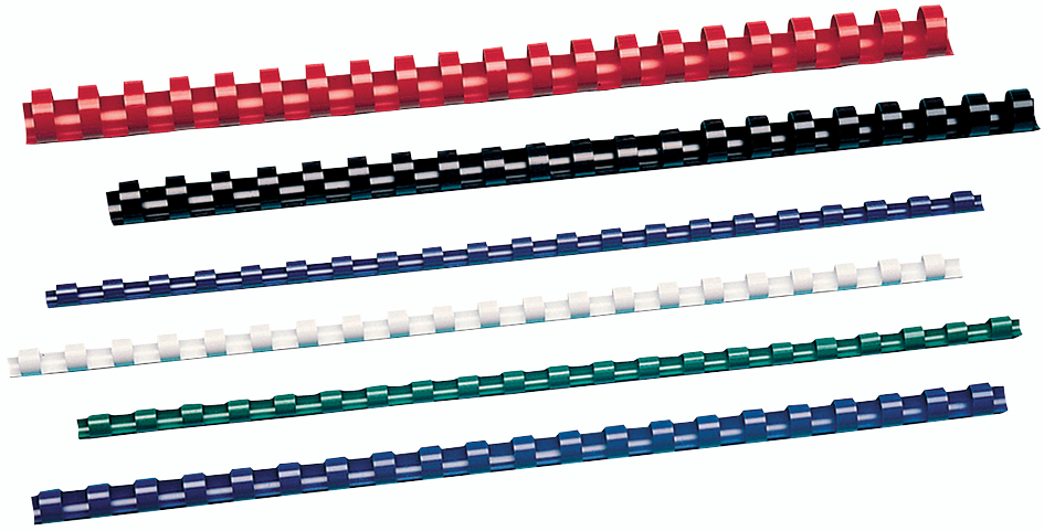 Bild von GBC CombBind - Plastic binding comb - 19 mm - 21 Ringe - A4 (210 x 297 mm) - 165 Blätter - weiß - 100 Stck. - für CombBind C110, C210, C250PRO (4028611)