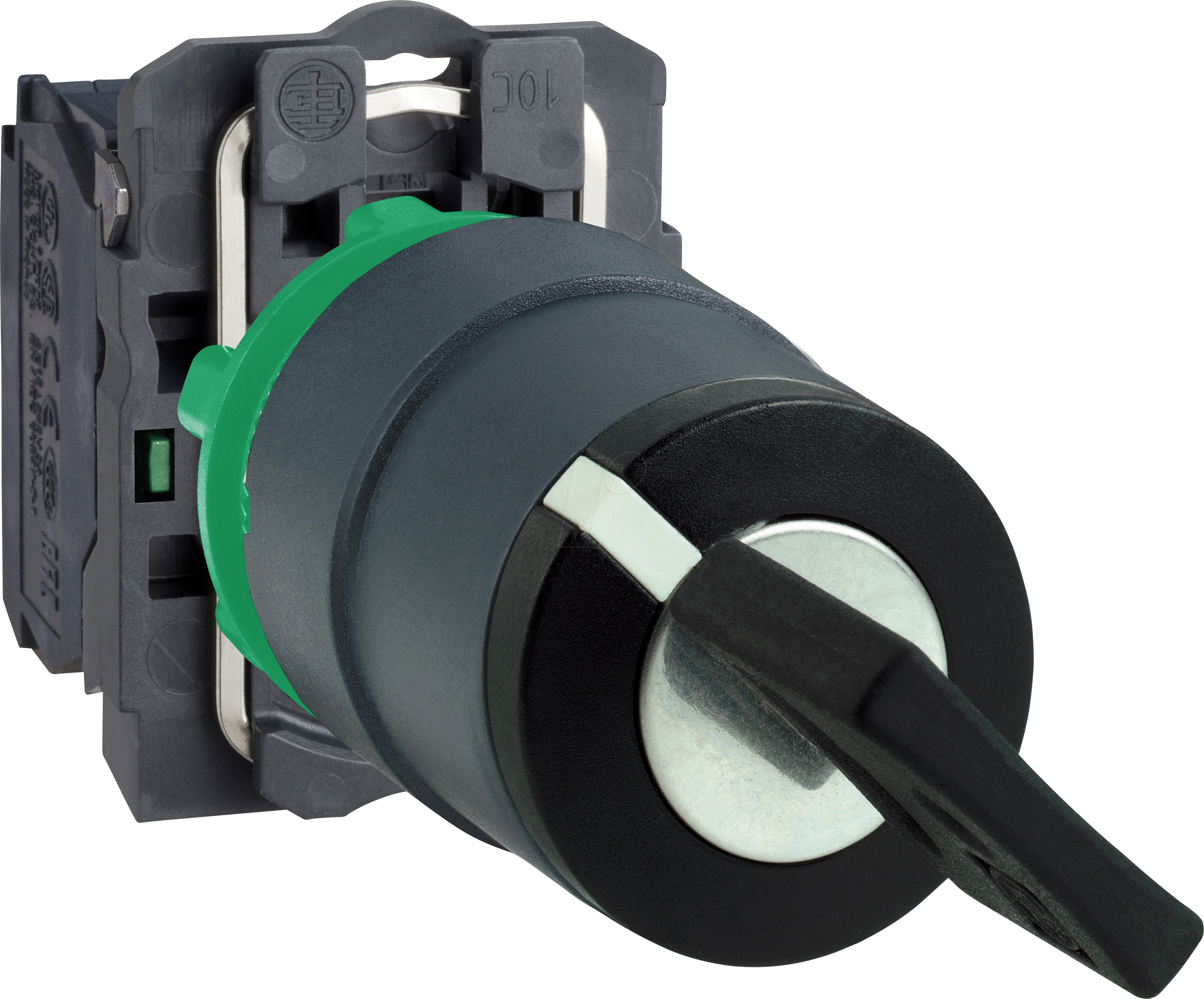 Bild von Schneider Electric XB5AG61 Schlüsselschalter, Harmony XB5, Kunststoff, schwarz, 2 Stellungen, 22mm, tastend, Ronis 455, 1S