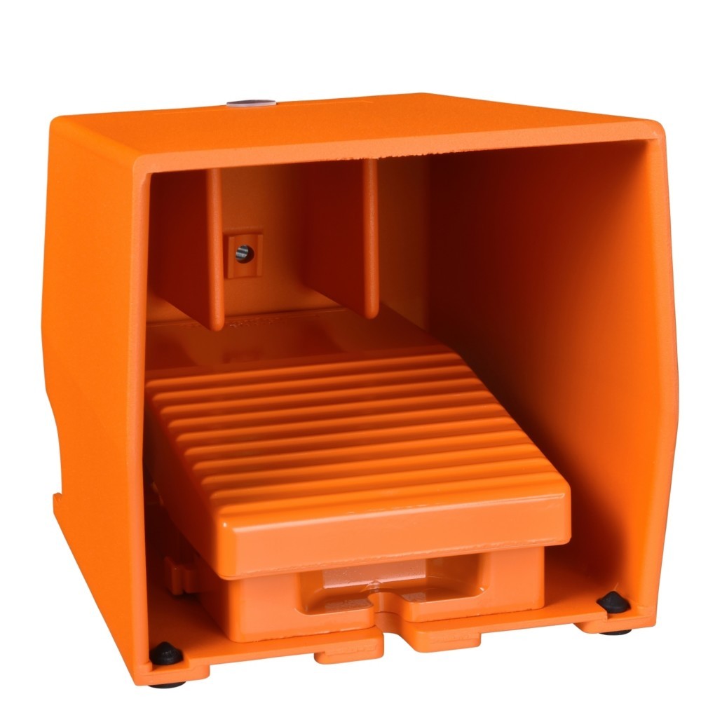 Bild von Schneider XPER410 Fußschalter, einfach XPE-R, mit Schutzhaube, Metallausfertigung, 1Ö+1S, Orange