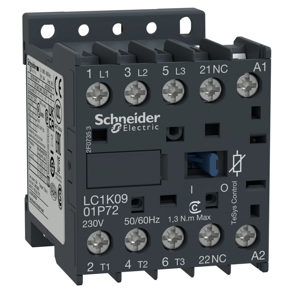 Bild von Schneider Electric Leistungsschütz, 3p+1Ö, 4kW/400V/AC3, LC1K0901B72, Relais