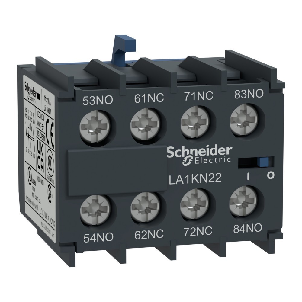 Bild von Schneider Electric LA1KN22 Hilfsschalterblock, 2S+2Ö, Schraubklemmen, Motorschütz und Leistungschütz, 2S +2Ö, Dunkelgrau