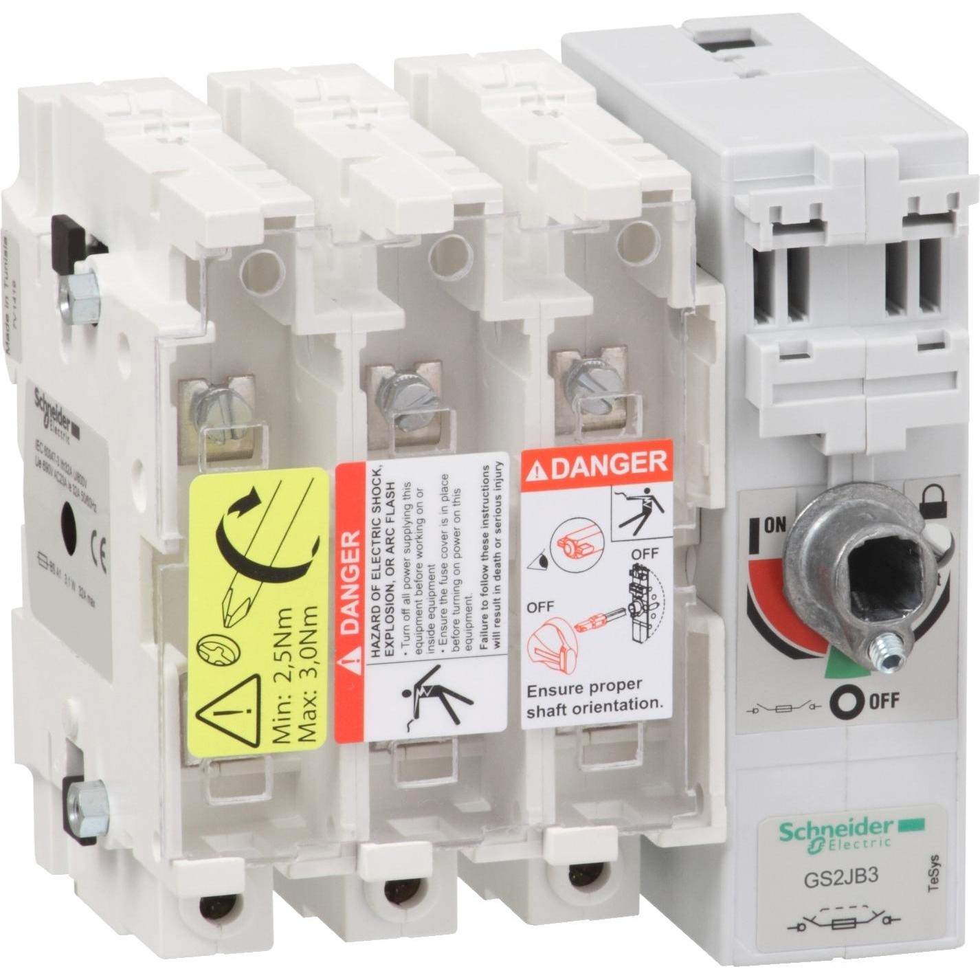 Bild von Schneider GS2JB3 Lasttrennschalter mit Sicherungen Tesys GS2J, 3P, 100A, DIN A4
