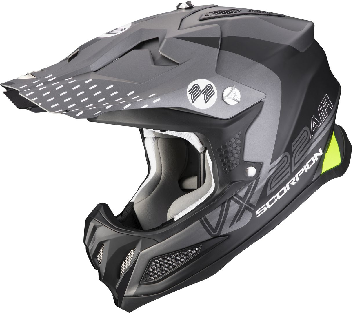 Bild von Scorpion VX-22 Air Ares Motocross Helm, schwarz-silber, Größe L für Männer
