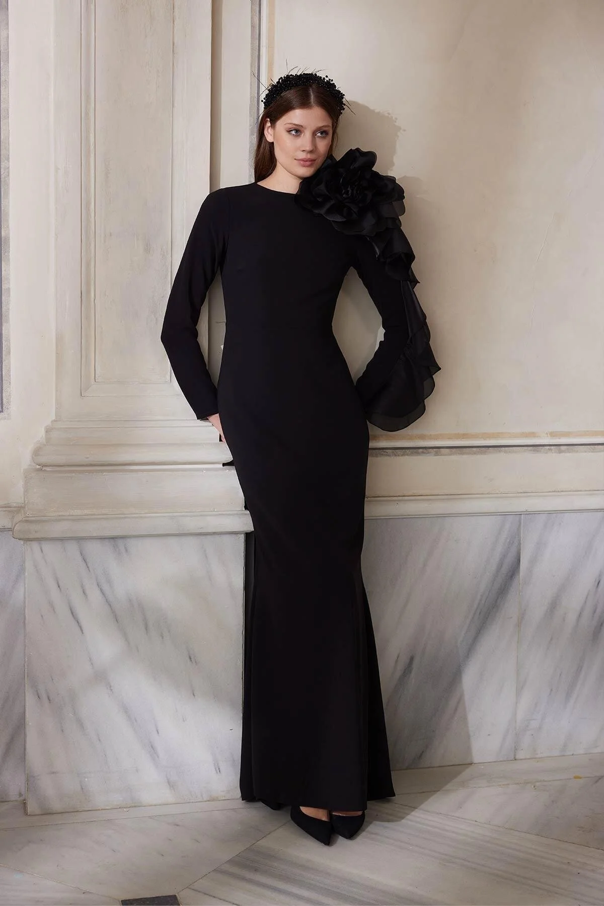 Bild von Manuka Abendkleid Mit Organza-details Schwarz Mit Brosche für Damen - 36